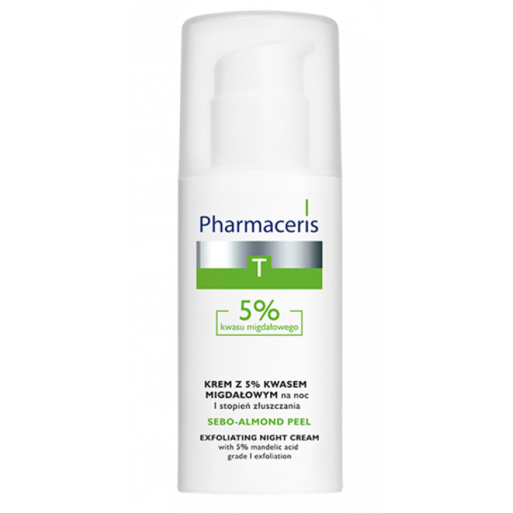 PHARMACERIS T Krem Z 5% kwasem migdalowym na noc I stopień złuszczania SEBO-ALMOND PEEL   5%, 50ml EXP:09.2024