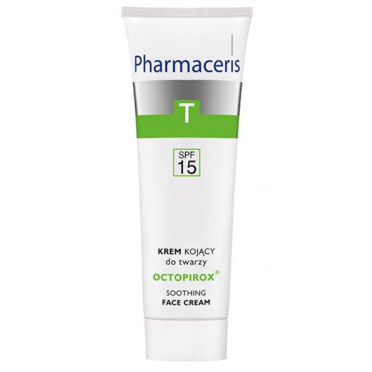 PHARMACERIS T kojacy krem SPF 15 do twarzy dla skory lojotokowej zaczerwienionej sklonnej do luszczenia OCTOPIROX, 30ml