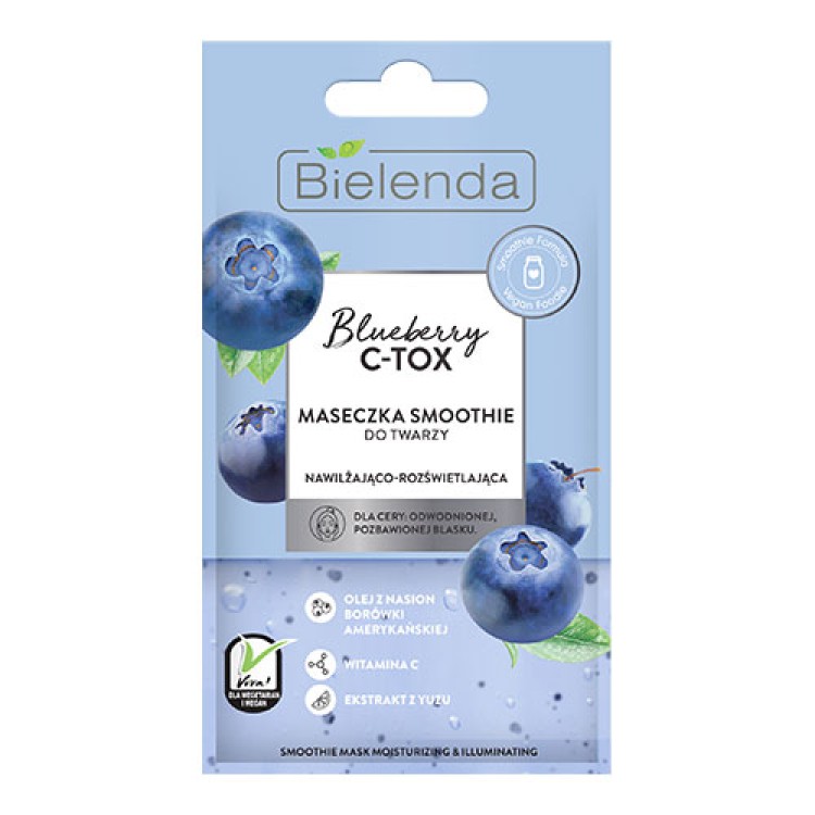 BIELENDA BLUEBERRY C-TOX nawilżająco- rozświetlająca maseczka do twarzy 8g