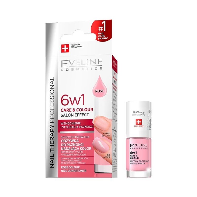 Eveline Nail Therapy Skoncentrowana Odżywka do Paznokci Nadająca Kolor 6w1 Rose 5ml