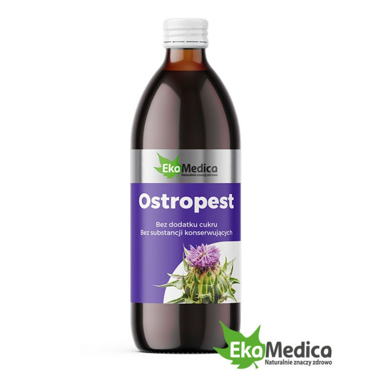 EkaMedica Naturalny Sok z Ostropestu bez Dodatku Cukru Wspiera Trawienie 500ml