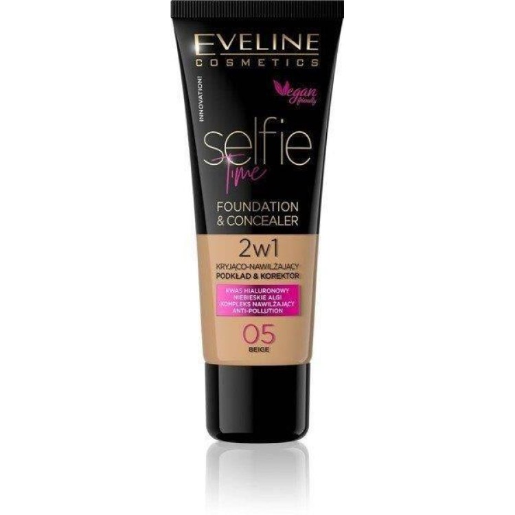 Eveline Selfie Time Kryjący Nawilżający Podkład Korektor 2w1 Nr 05 Beige 30ml