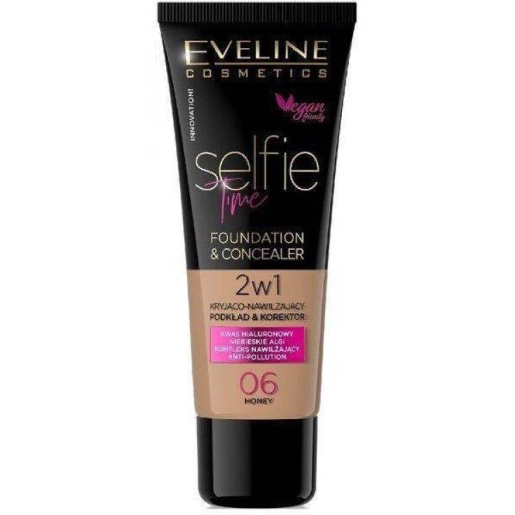 Eveline Selfie Time Kryjący Nawilżający Podkład Korektor 2w1 Nr 06 Honey 30ml