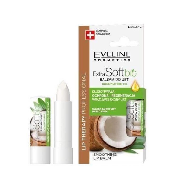 Eveline Professional Therapy Extra Soft Bio Ochronny i Odżywczy Balsam do Ust z Kokosem 4g