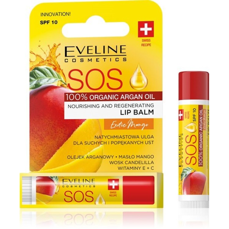 Eveline SOS Odżywczy Regenerujący Balsam dla Suchych i Popękanych Ust Mango SPF10 1 Sztuka