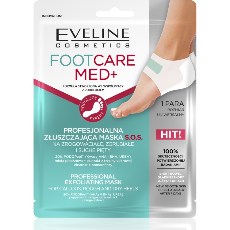 Eveline Foot Care Med+ Złuszczająca Maska na Zrogowaciałe i Suche Pięty 1 Sztuka