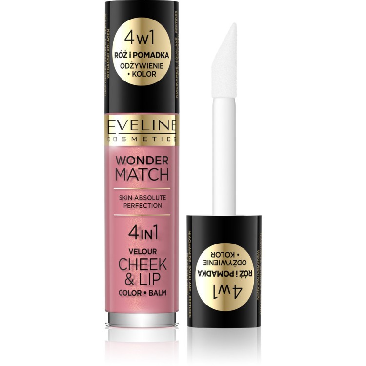 Eveline Wonder Match Cheek & Lip 4w1 Róż i Pomadka w Płynie Nr 3 4,5ml