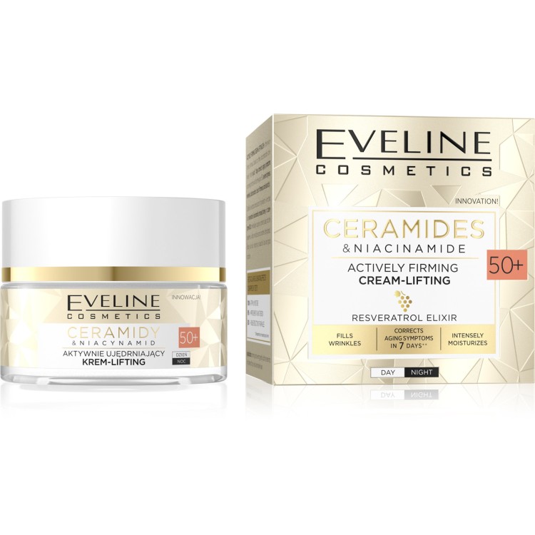 Eveline Ceramides & Niacinamide Aktywnie Ujędrniający Krem LIftingujący 50+ 50ml