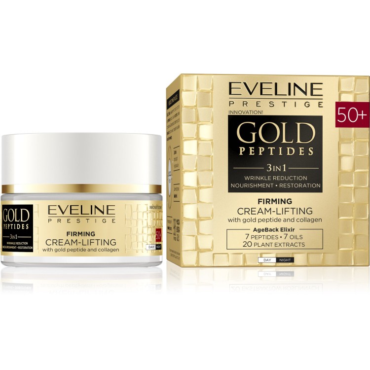 Eveline Gold Peptides 3w1 Ujędrniający Krem-Lifting ze Złotym Peptydem i Kolagenem 50+ na Dzień i na Noc 50ml