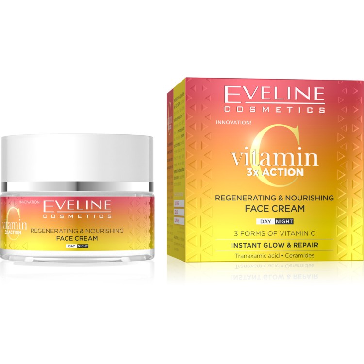 Eveline Vitamin C 3x Action Regenerująco-Odżywczy Krem do Twarzy na Dzień i na Noc 50ml