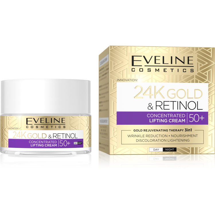 Eveline 24K Gold & Retinol Skoncentrowany Krem Liftingujący 50+ na Dzień i na Noc 50ml