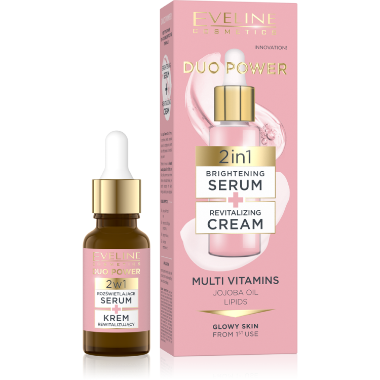 Eveline Duo Power 2in1 Rozświetlające Serum i Rewitalizujacy Krem 18ml