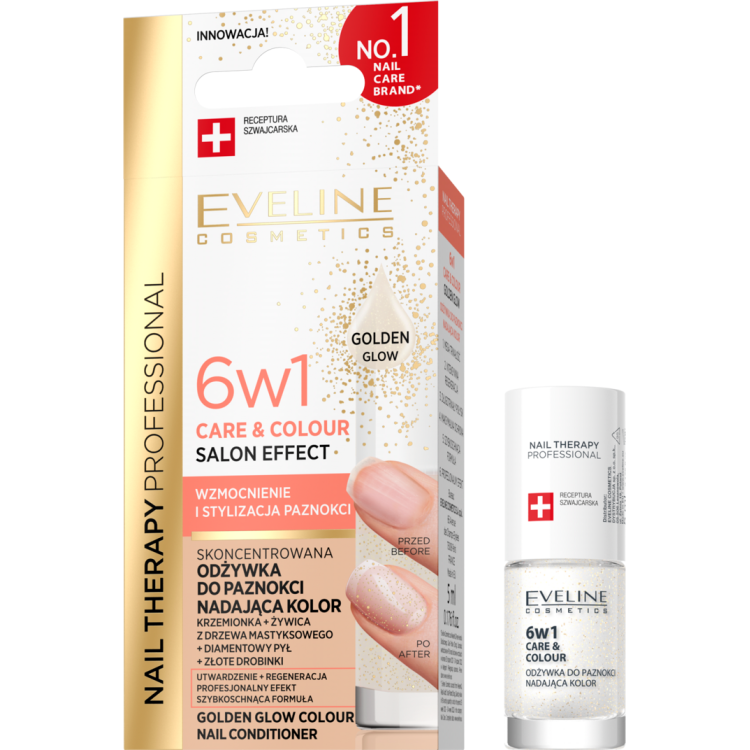 Eveline Nail Therapy Care & Colour Skoncentrowana Odżywka do Paznokci Nadająca Kolor Golden Glow 5ml