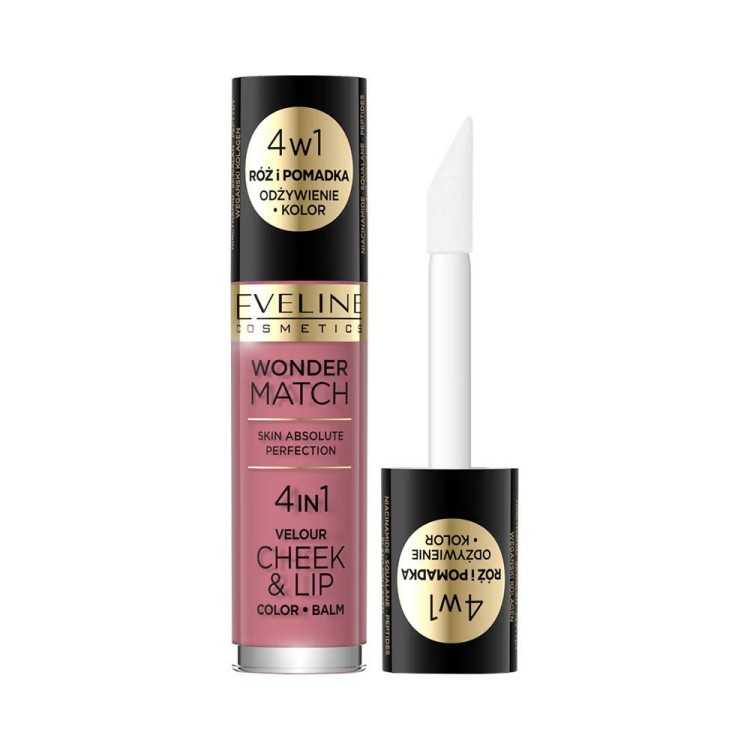 Eveline Wonder Match Cheek & Lip 4w1 Róż i Pomadka w Płynie Nr 4 4,5ml