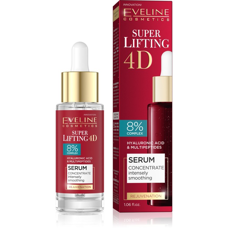 Eveline Super LIfting 4D 8% Complex Intensywnie Wygładzające Odmładzajace Serum Koncentrat dla Skóry Dojrzałej 30ml