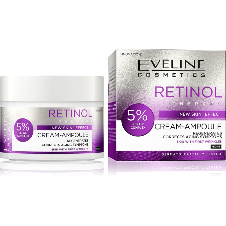 Eveline Retinol Regenerujący Krem-Ampulka 5% Repair Complex Pierwsze Zmarszczki na Noc 50ml