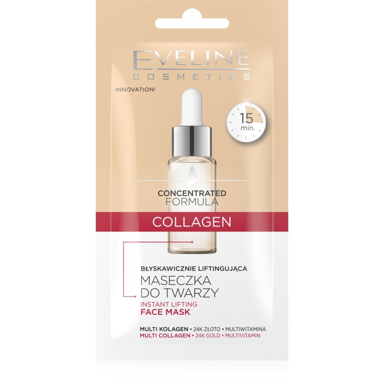 Eveline Concentrated Formula Collagen Błyskawicznie Liftingująca Maseczka do Twarzy dla Skóry Bardzo Suchej Dojrzałej  8ml