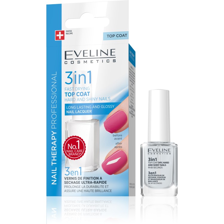 Eveline Nail Therapy Professional 3w1 60-sekundowy Wysuszacz Utwardzacz i Nabłyszczacz 12ml