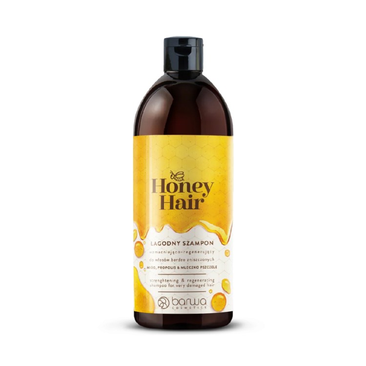 BARWA HONEY HAIR WZMACNIAJĄCO -  REGENERUJĄCY SZAMPON DO WŁOSÓW, miód, propolis, mleczko pszczele 480ml