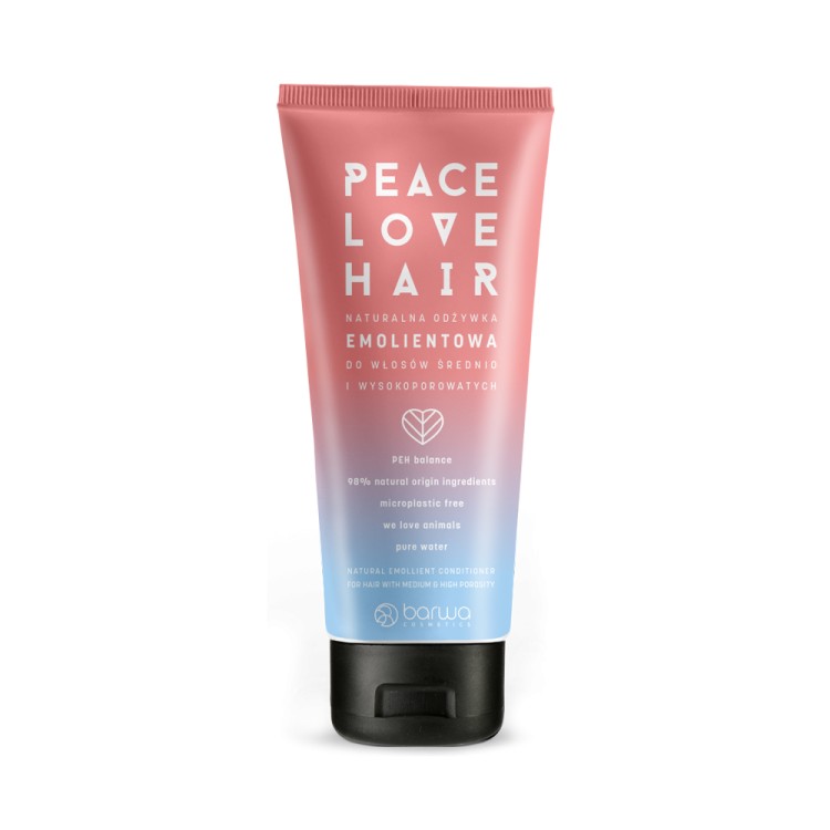 BARWA PEACE LOVE HAIR NATURALNA ODŻYWKA EMOLIENTOWA DO WŁOSÓW ŚREDNIO I WYSOKOPOROWATYCH 180ML