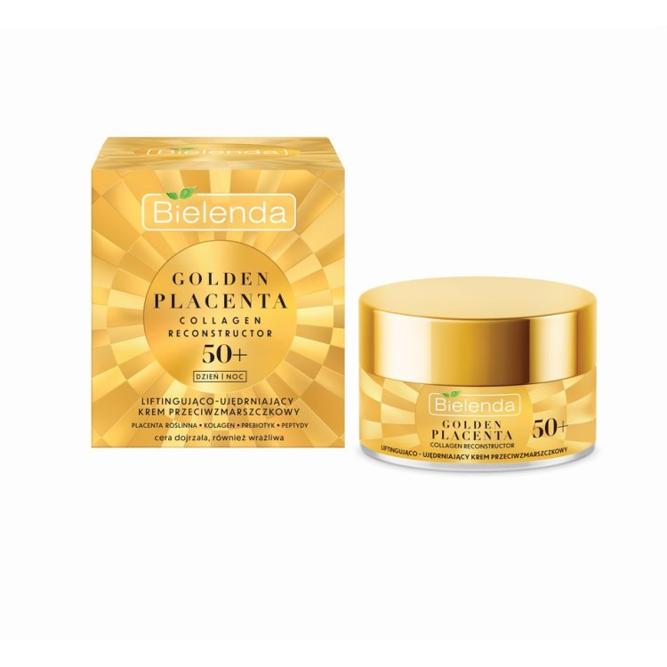 BIELENDA GOLDEN PLACENTA COLLAGEN RECONSTUCTOR 50+ liftingujący i ujędrniający przeciwzmarszczkowy krem do twarzy 50ml