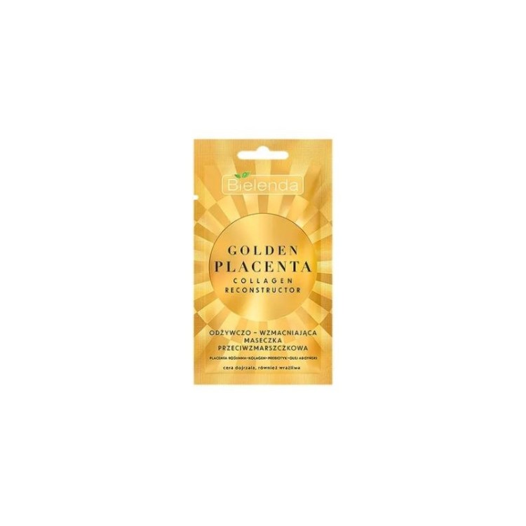 BIELENDA GOLDEN PLACENTA COLLAGEN RECONSTUCTOR odżywczo-wzmacniająca maska przeciwzmarszczkowa do twarzy 8g