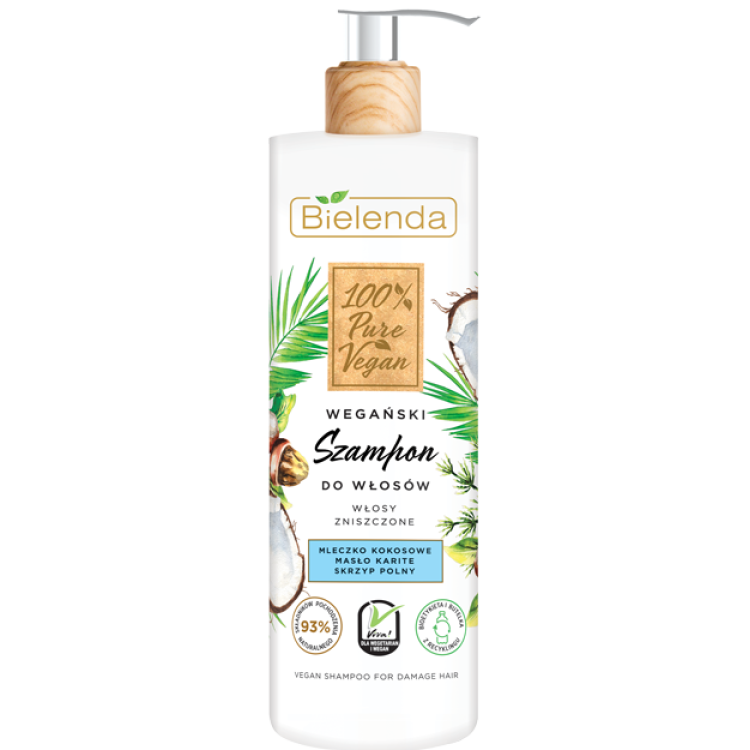 Bielenda 100% pure vegan szampon do włosów zniszczonych 400ml