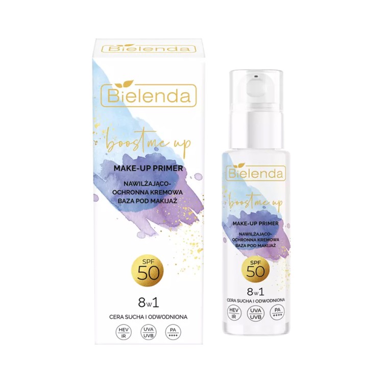 BIELENDA Boost Me Up nawilżająco-ochronna kremowa baza pod makijaż SPF50 PA++++  wysoka ochrona przeciwko UVB/UVB 30 ml