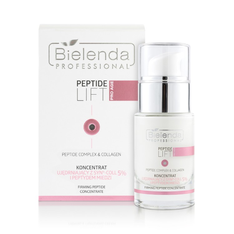 BIELENDA PROFESSIONAL PEPTIDE LIFT PEPTYDOWY KONCENTRAT UJĘDRNIAJĄCO-NAPINAJĄCY 5% Syn®-Coll I PEPTYDEM MIEDZI 15 ML