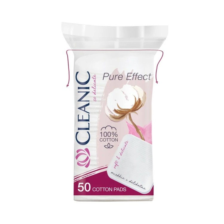 CLEANIC PURE EFFECT KWADRATOWE PŁATKI KOSMETYCZNE 50 SZT