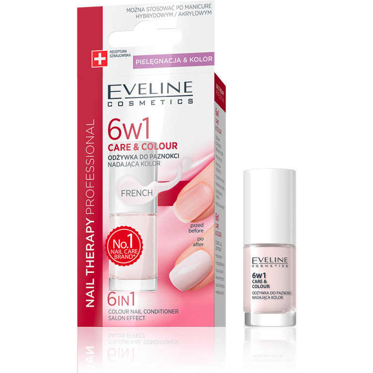 EVELINE Care & colour odżywka do paznokci nadająca kolor 6w1 FRENCH 5ml