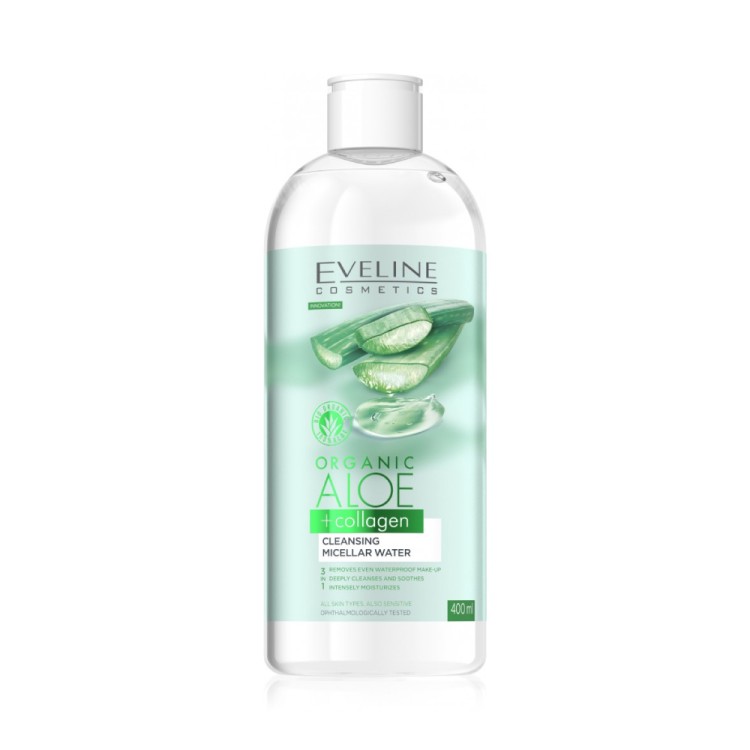 Eveline Organic Aloes + Kolagen Micelarna Woda Oczyszczająca 400ml