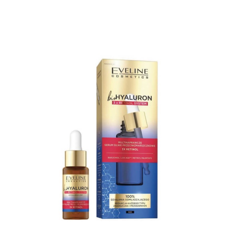 Eveline BioHyaluron Multi Repair Serum do twarzy przeciwzmarszczkowe 3x Retinol System 18ml EXP: 12.2024