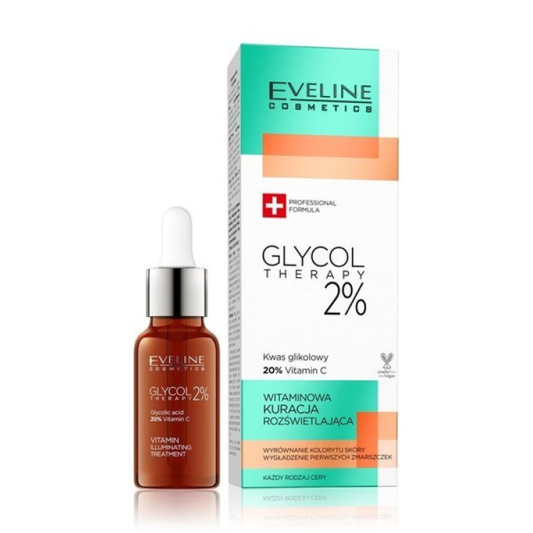 EVELINE GLYCOL THERAPY Witaminowa kuracja rozświetlająca 2% 18ML  EXP: 12.2024