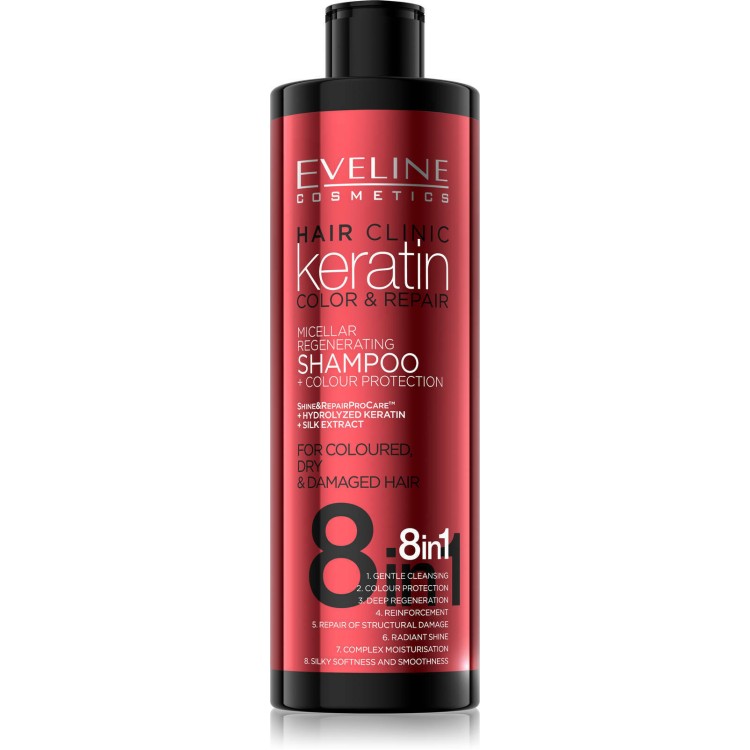 Eveline Hair Clinic Keratin Color & Repair Szampon Micelarny 8w1 400ml