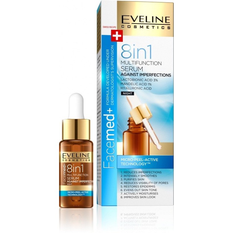 EVELINE FACEMED+ 8W1 WIELOFUNKCYJNE SERUM NA NIEDOSKONAŁOŚCI 18ML