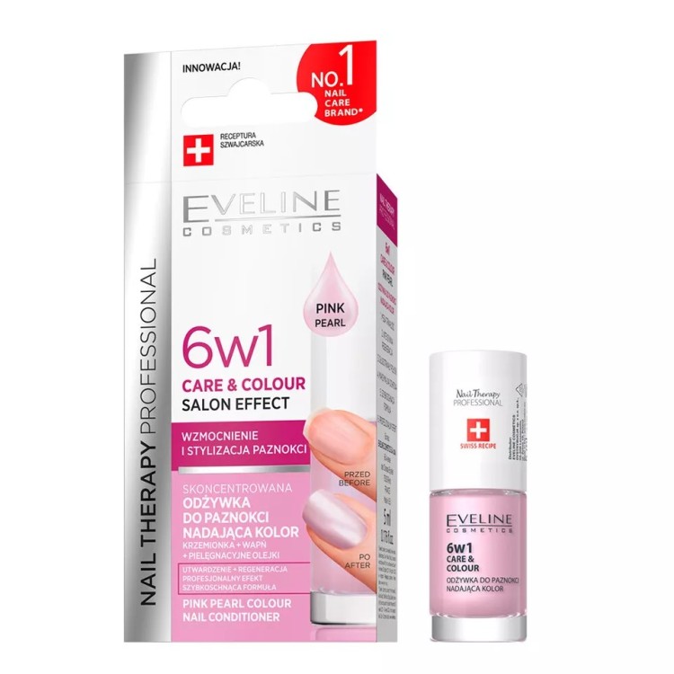 EVELINE NAIL THERAPY COLOR ODŻYWKA DO PAZNOKCI 6W1 PINK PEARL 5ml