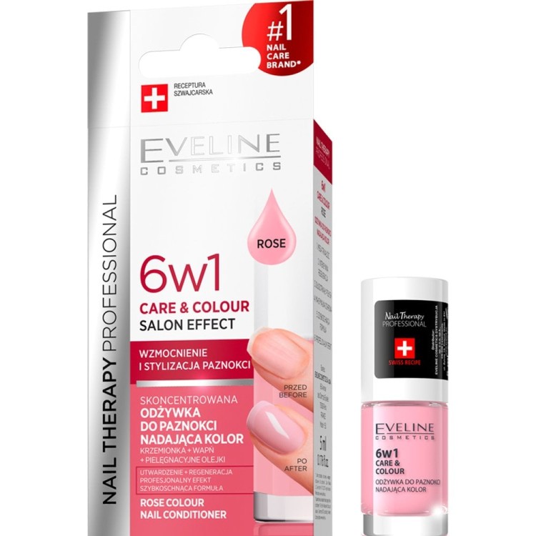 EVELINE NAIL THERAPY COLOR ODŻYWKA DO PAZNOKCI 6W1 ROSE 5ml