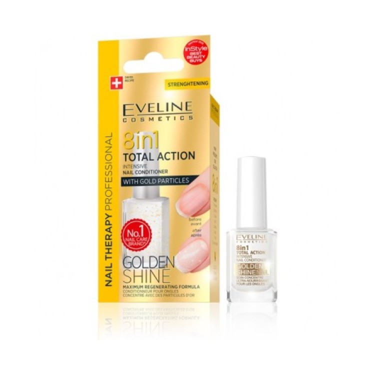 EVELINE NAIL THERAPY 8W1 TOTAL ACTION ZŁOTY POŁYSK 12ML