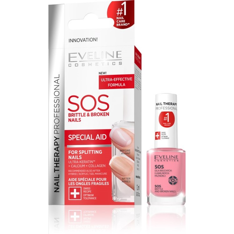 EVELINE NAIL THERAPY SOS DLA KRUCHYCH I ŁAMLIWYCH PAZNOKCI Z WAPNIEM I KOLAGENEM, 12ml