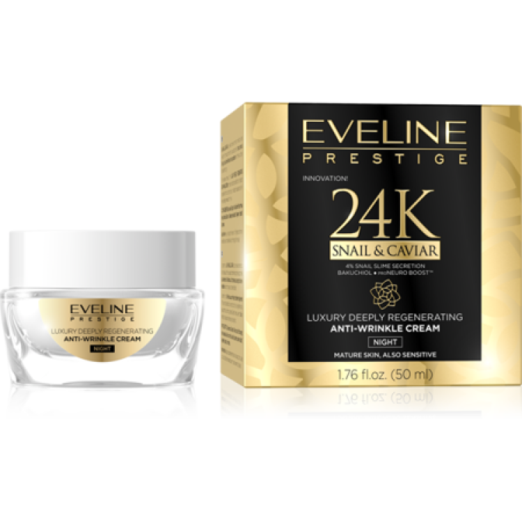 Eveline Prestige 24k przeciwzmarszczkowy krem na noc ze ślimakiem i kawiorem 50ml