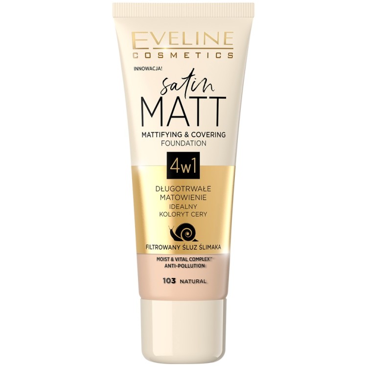 EVELINE SATIN MATT PODKŁAD MATUJĄCO-KRYJĄCY 103 NATURALNY 30ml