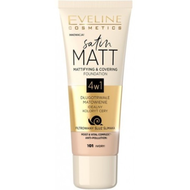 EVELINE SATIN MATT PODKŁAD MATUJĄCO-KRYJĄCY 101 IVORY 30ml