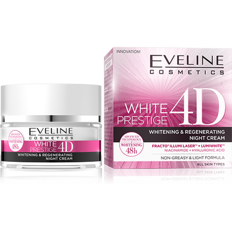 Eveline White Prestige 4D wybielająco-regenerujący krem na noc 50ml