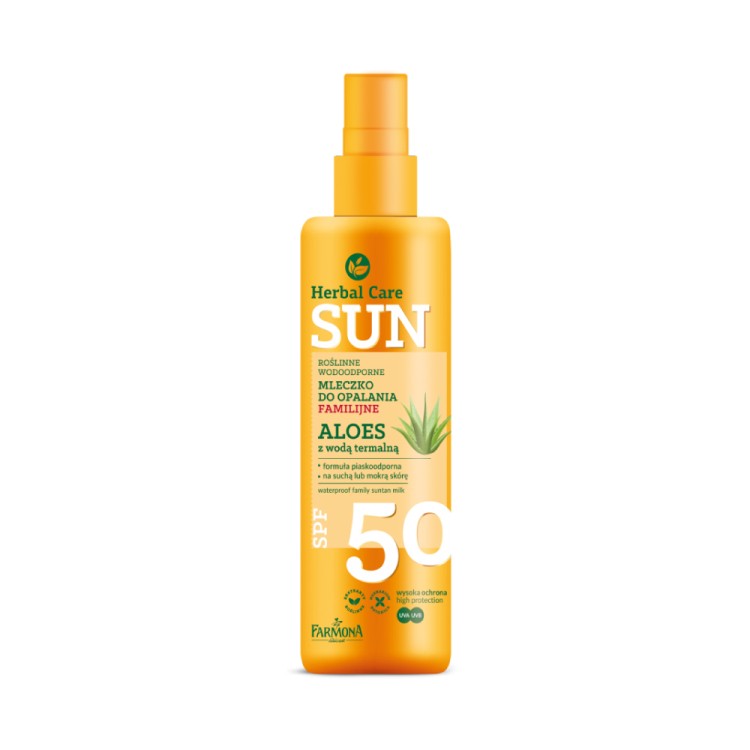 FARMONA HERBAL CARE Sun SPF 50 Roślinne wodoodporne mleczko do opalania ALOES z wodą termalną 200ml