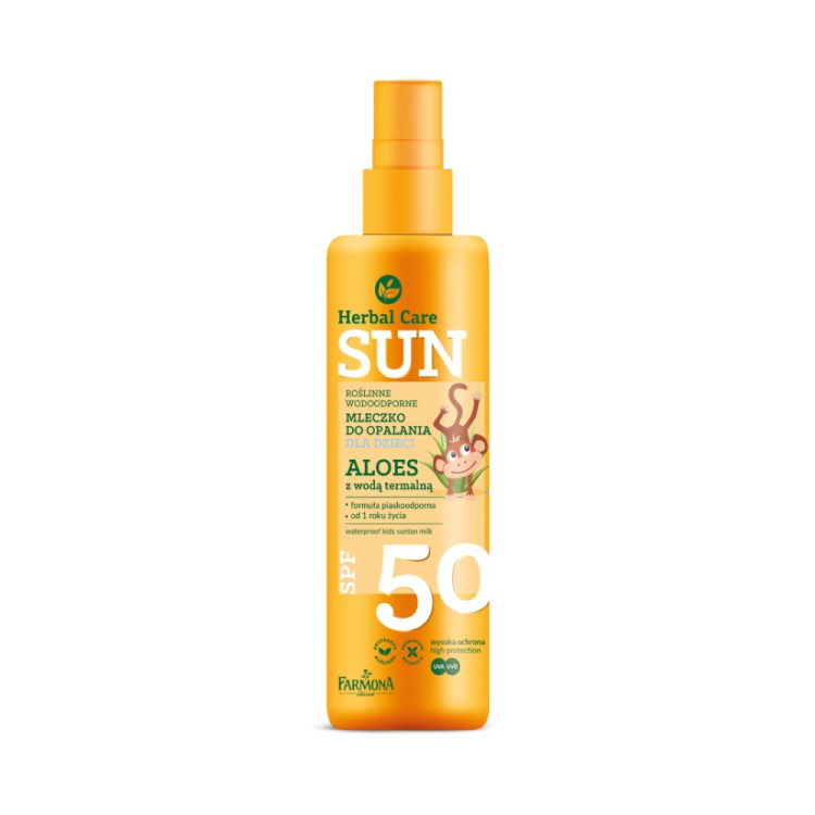 FARMONA HERBAL CARE Sun SPF 50 Roślinny wodoodporny balsam do opalania dla dzieci ALOES z wodą termalną 150ml