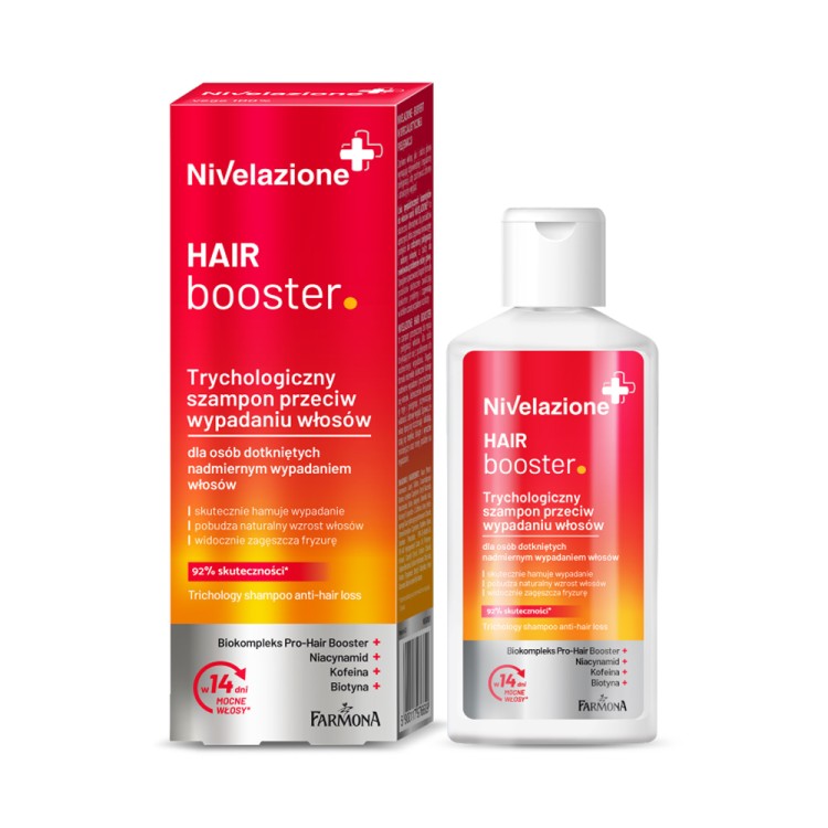 Nivelazione HAIR booster. Trychologiczny szampon przeciw wypadaniu włosów dla osób dotkniętych nadmiernym wypadaniem włosów 100ml