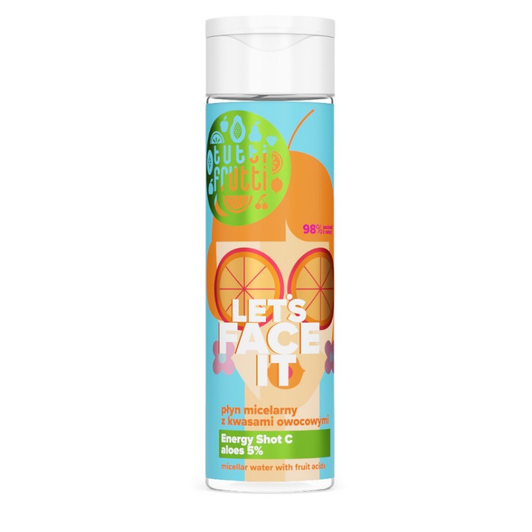 FARMONA TUTTI FRUTTI Let's face it płyn micelarny z kwasami i Aloesem 5% oraz Energy shot C 200ml