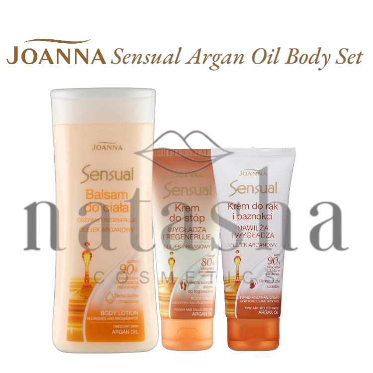 JOANNA SENSUAL BUNDLE  balsam do ciała z oelejkiem arganowym 200ml & krem do rąk z olejkiem arganowym 100ml