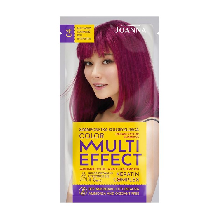 Joanna MULTI EFFECT Szamponetka koloryzujaca 04 MALINOWA CZERWIEŃ 35 g